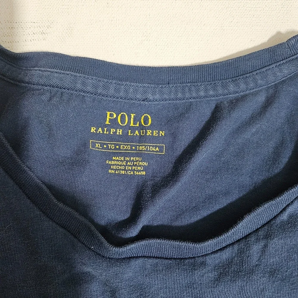 Polo Ralph Lauren T-Shirt Navy Blue Big Pony Embroidered Number 3 Patch Size XL